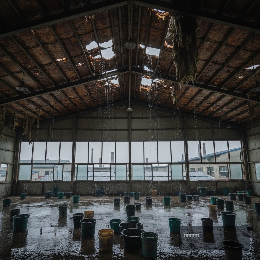 안산 지붕 판넬 누수 보수 전 현장 모습 - 건원메탈산업