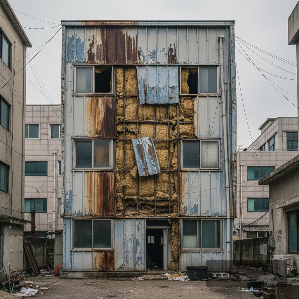 경기도 외벽 보수 업체 보수 전 현장 모습 - 건원메탈산업