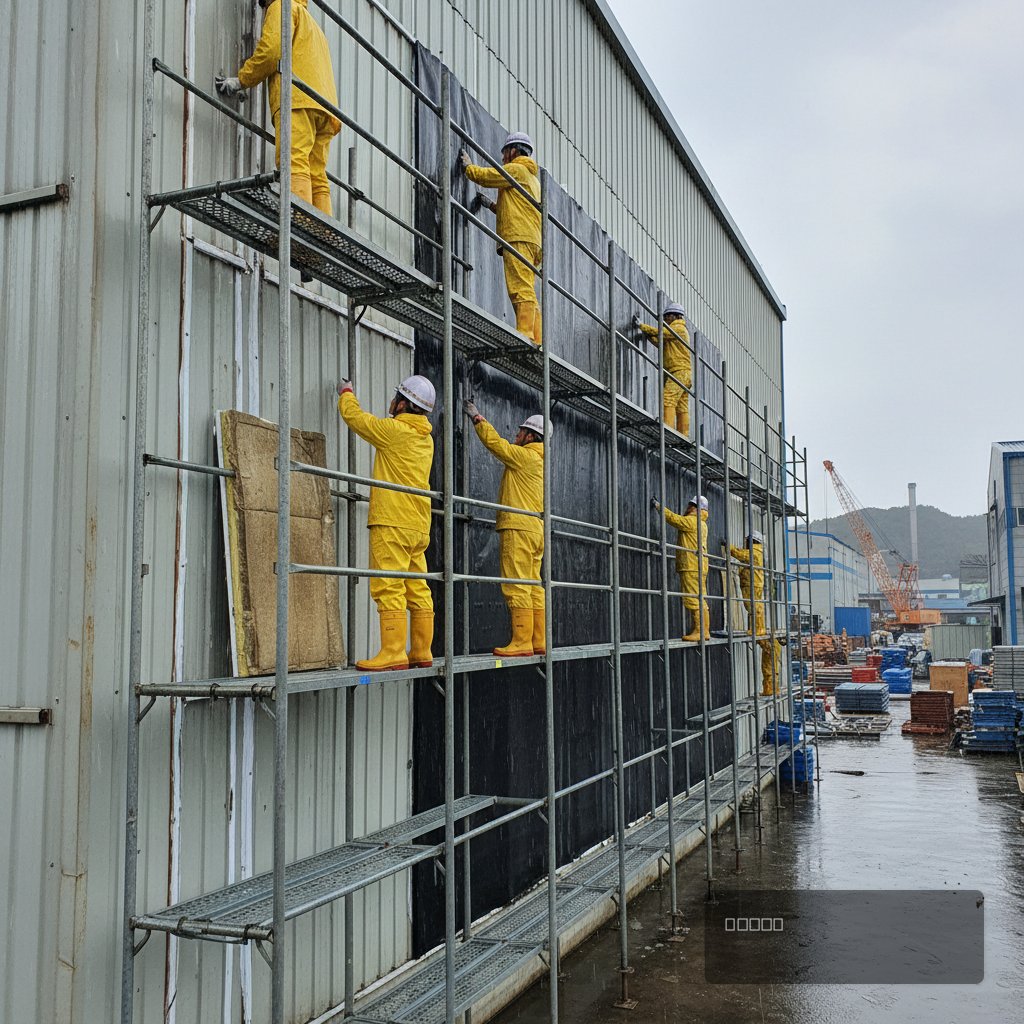 경기도 판넬 누수 긴급 보수 보수 중 작업 과정 - 건원메탈산업 직영시공