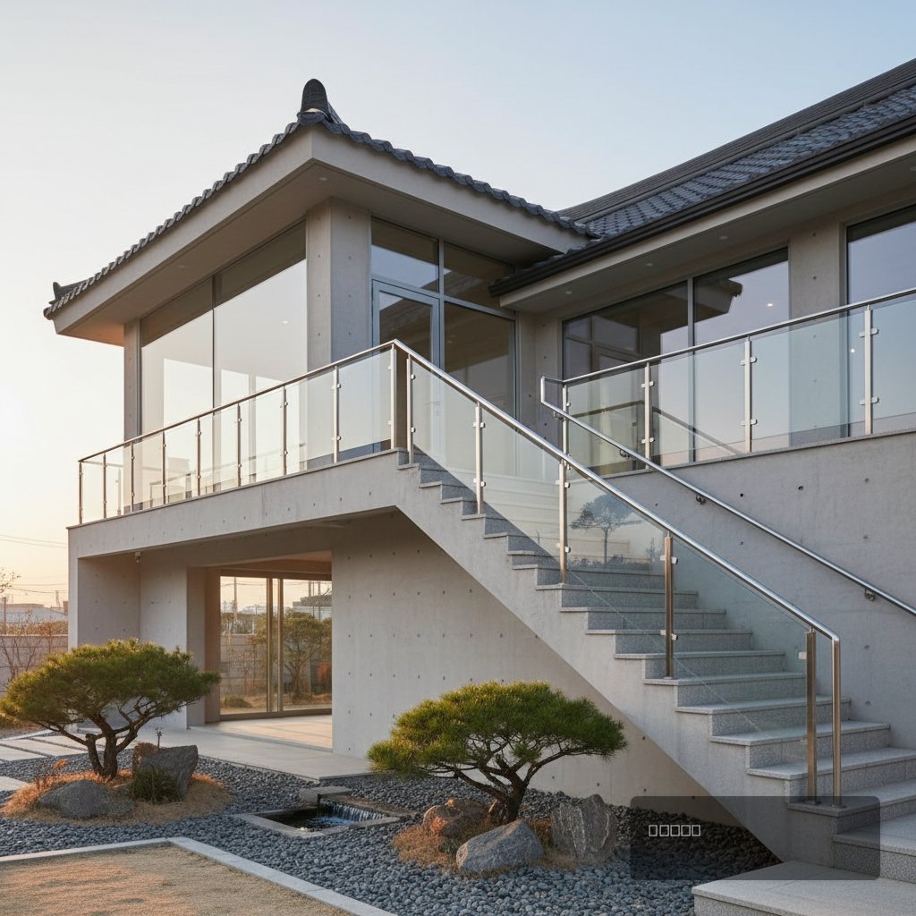 스틸 난간 시공 비용 시공 완료 결과 - 건원메탈산업 시공실적
